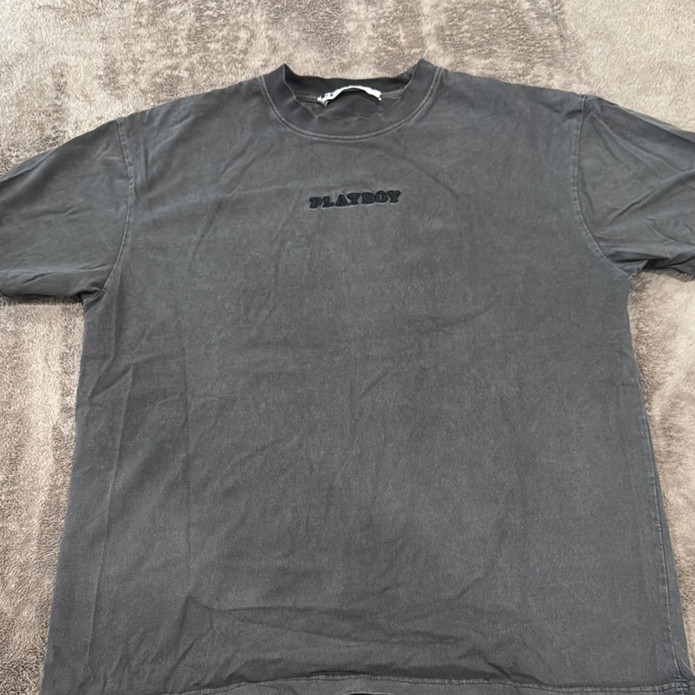 PLAYBOY Gray Short Sleeve Tee Minimalist Design